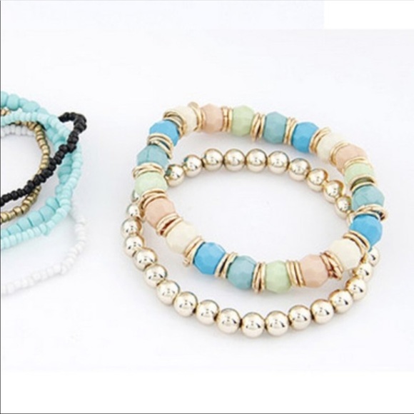 3 for $20 - Set of 7 Layered Blue Bracelets - Picture 3 of 3